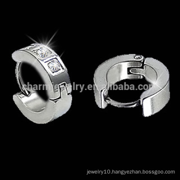 Surgical Steel CZ Channel Set Hoop Huggies Earrings 2014 for boy new Jewelry for women fashion earring HE-018